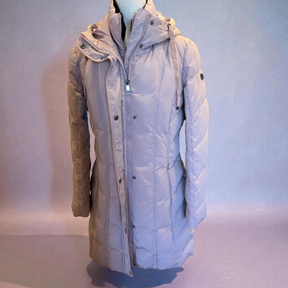 Calvin Klein Atmosphere Pink Hooded Mid-Length Puffer Coat ~ NWOT ~ size Small - Picture 4 of 15